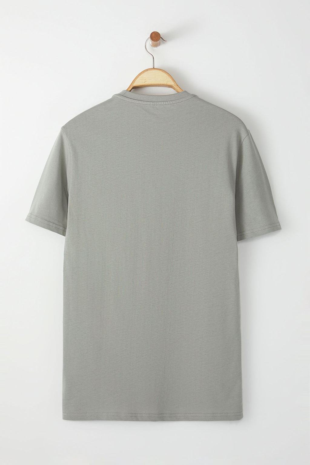 Gri Slim/Dar Kesim %100 Pamuklu Basic Bisiklet Yaka T-Shirt TMNSS19BO0001