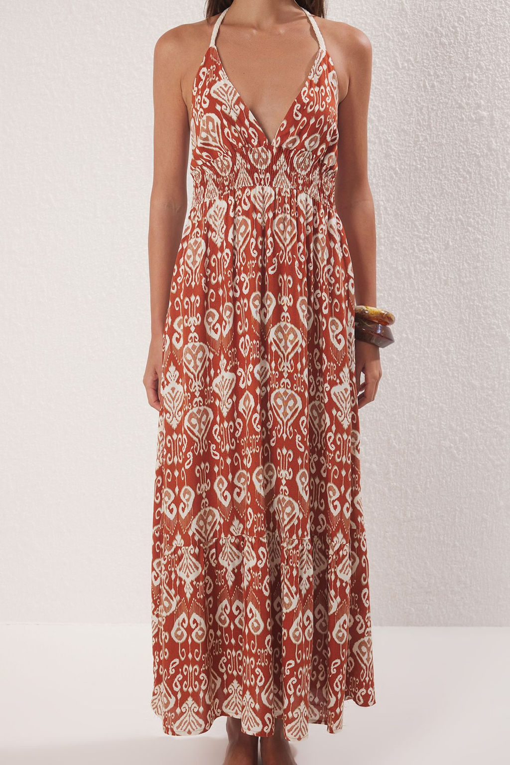 Trendyolmilla Haki Maxi Dokuma Plaj Elbise TBESS25EL00109