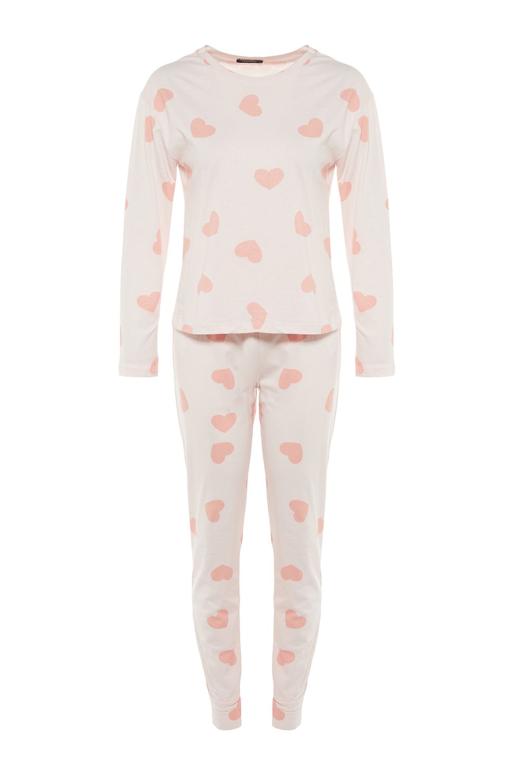Trendyolmilla Beyaz %100 Pamuklu Kalpli Orme Pijama Tak?m? THMAW21PT0566  фото 8