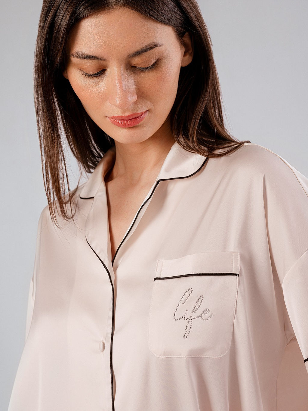 Пижама домашняя Indefini рубашка и брюки из полиэстера  фото 2