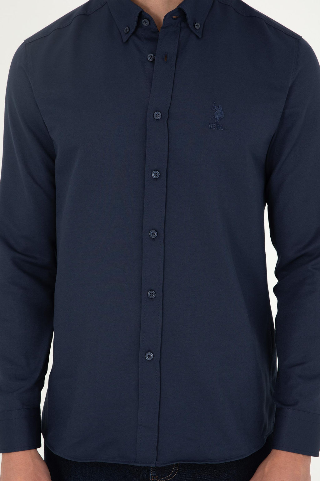 Мужская темно-синяя базовая рубашка с длинным рукавом Неожиданная скидка в корзине - U.s. polo assn фото 6