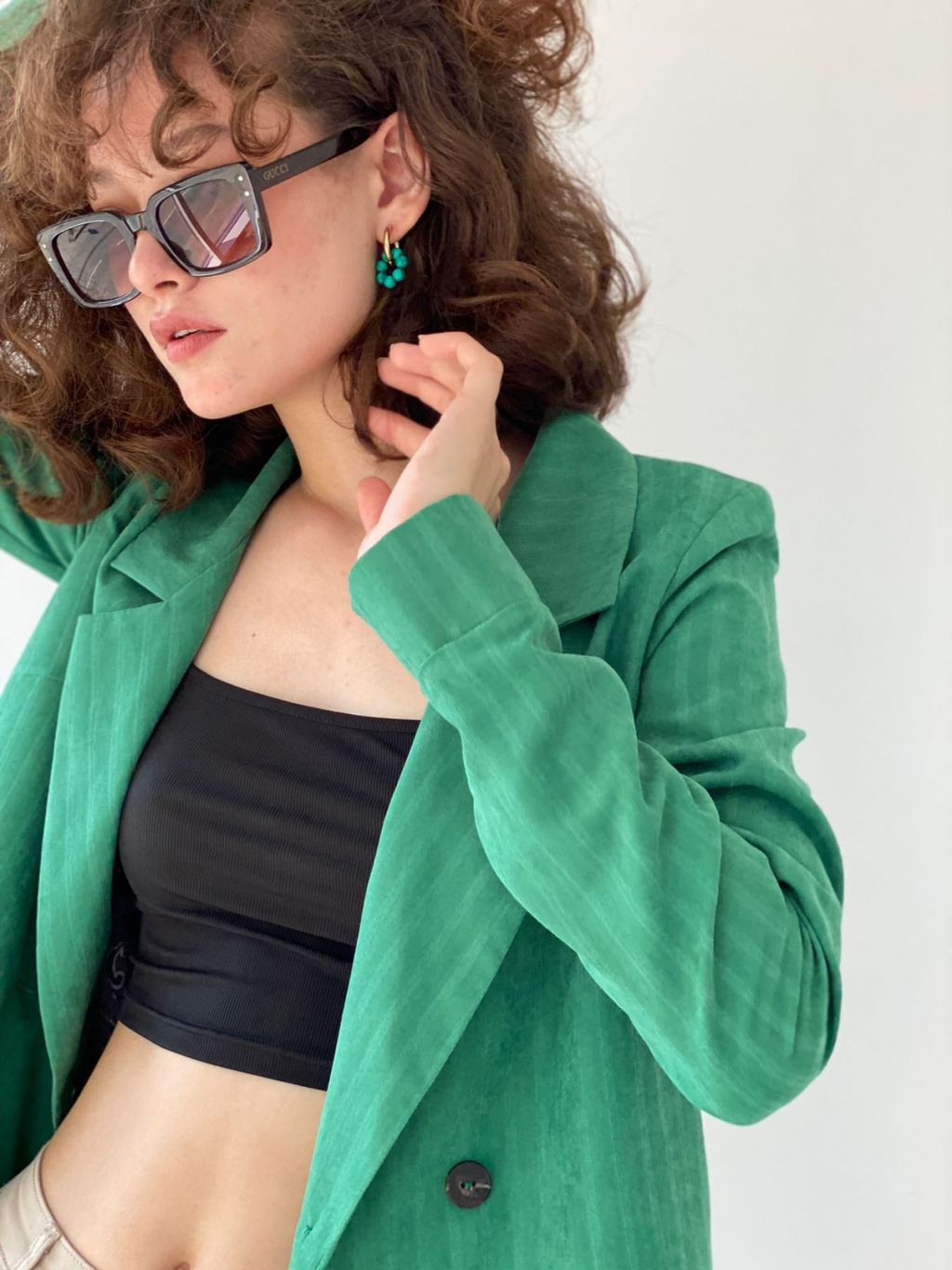 6793 Жакет укороченный двубортный в зелёном цвете - Martichelli фото 22