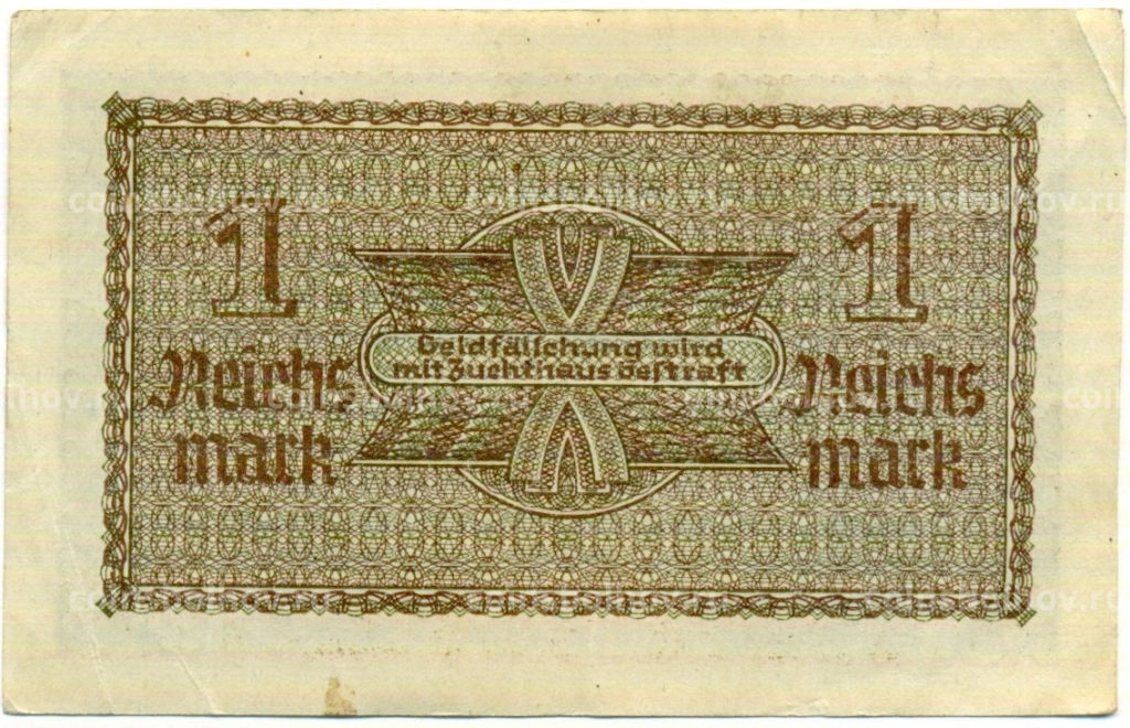 Банкнота 1 рейхсмарка 1939 года Германия (Для оккупированных территорий)