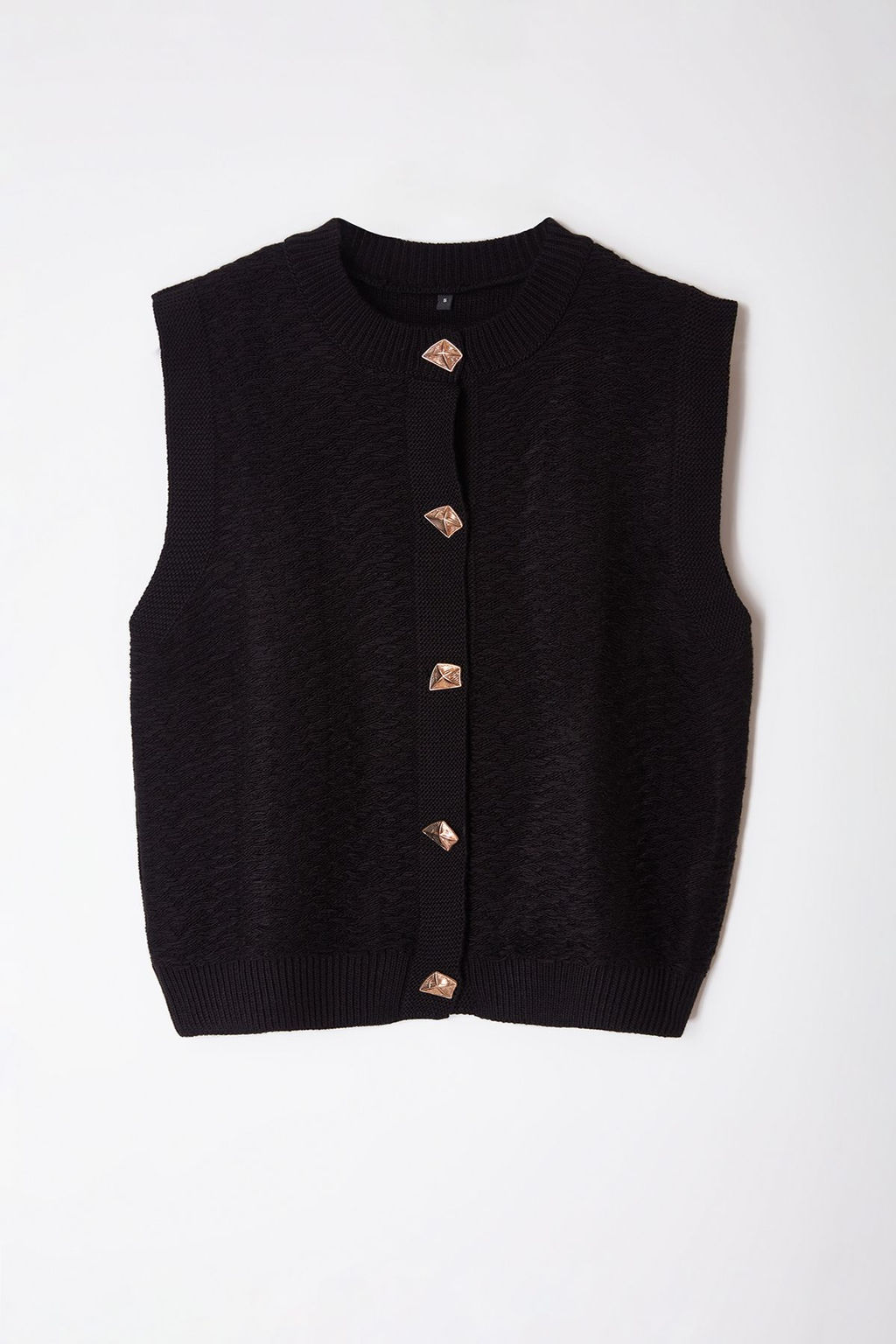 Siyah Bisiklet Yaka Fitted Yelek TWOAW25YE00028