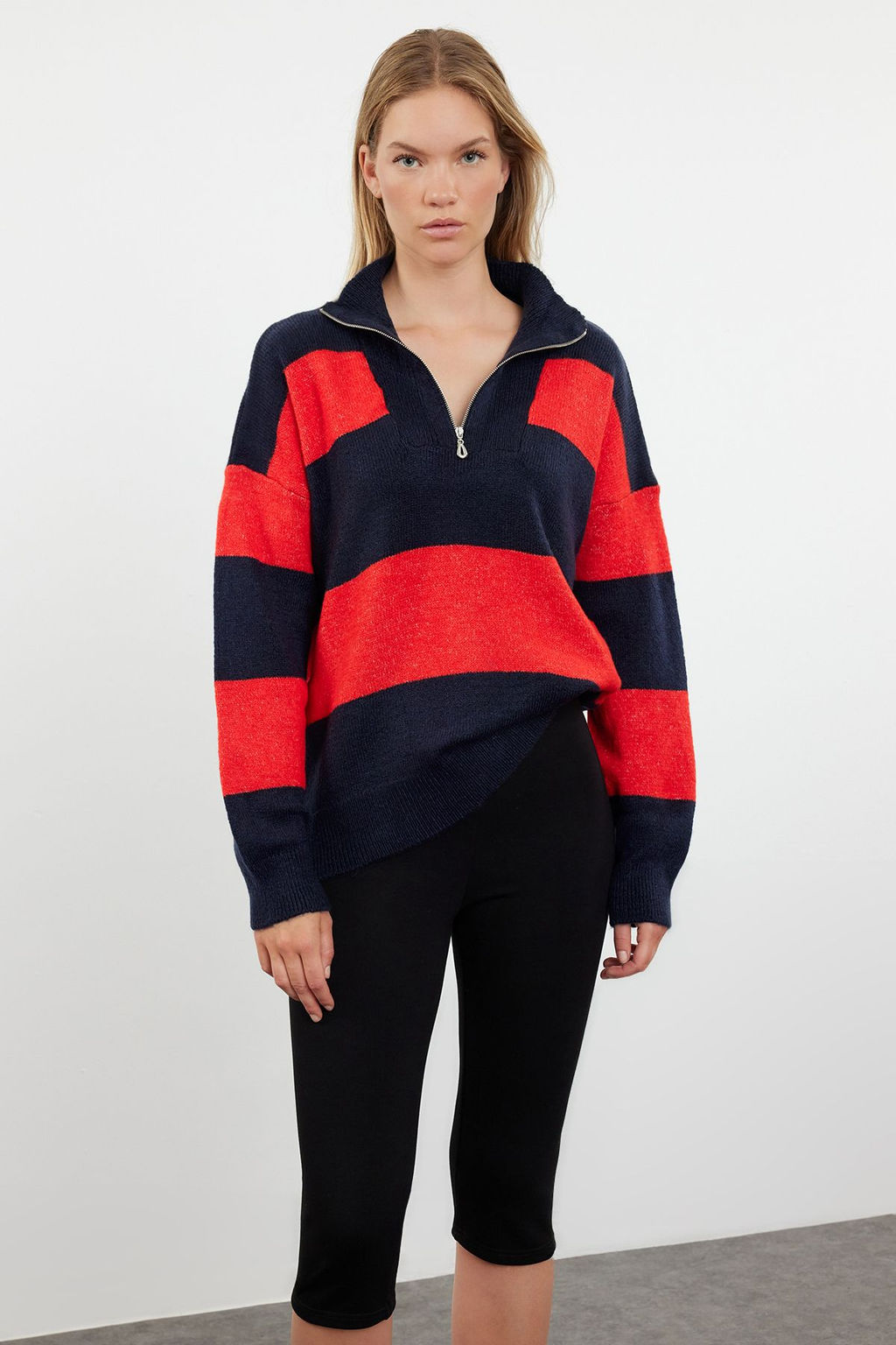 Tas Genis Kal?p Yumusak Dokulu Fermuarl? Triko Kazak TWOAW22KZ0424 - Trendyolmilla фото 9