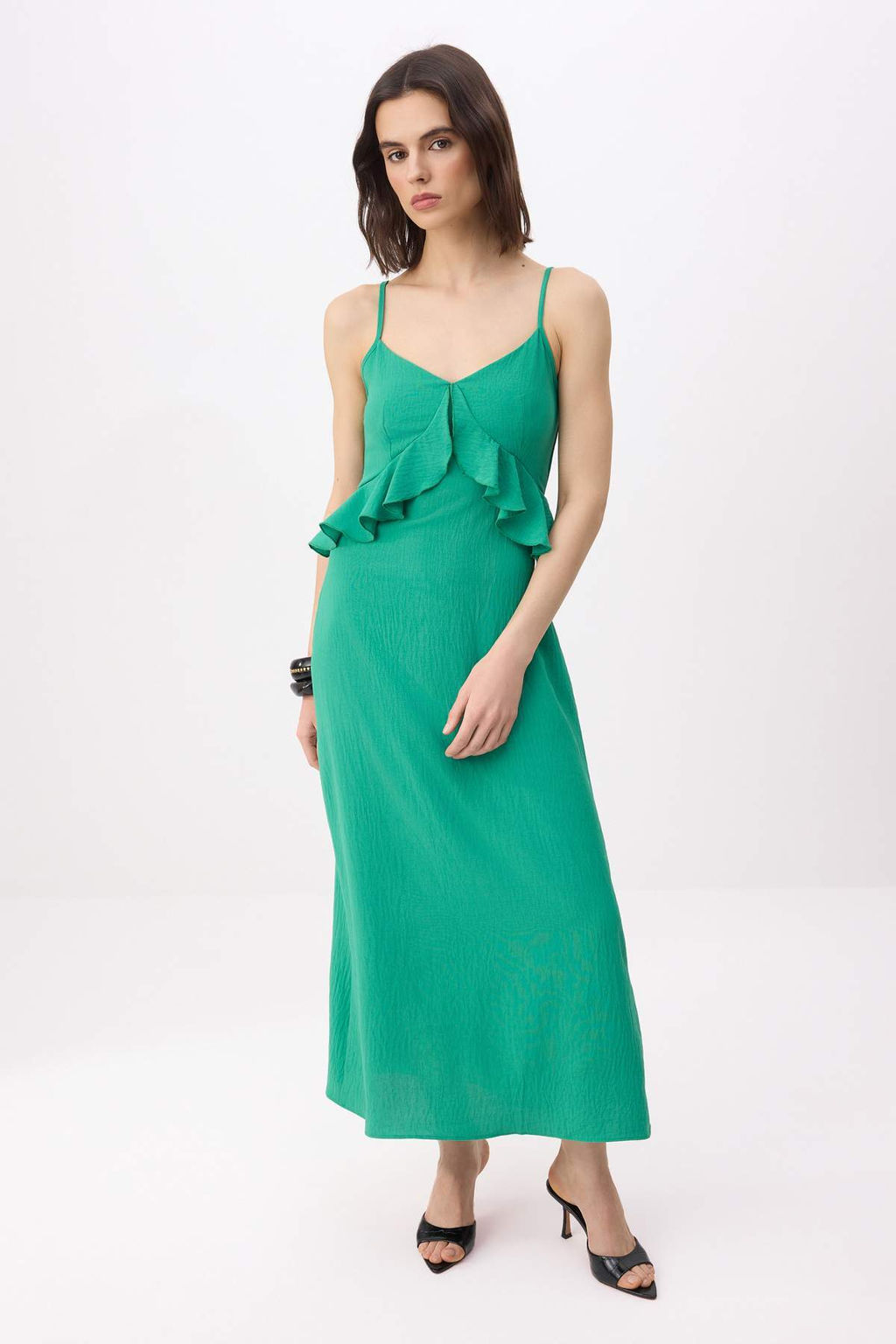 Yesil F?rf?r Detayl? Maxi Dokuma Elbise TWOSS26EL00330 - Trendyolmilla фото 2