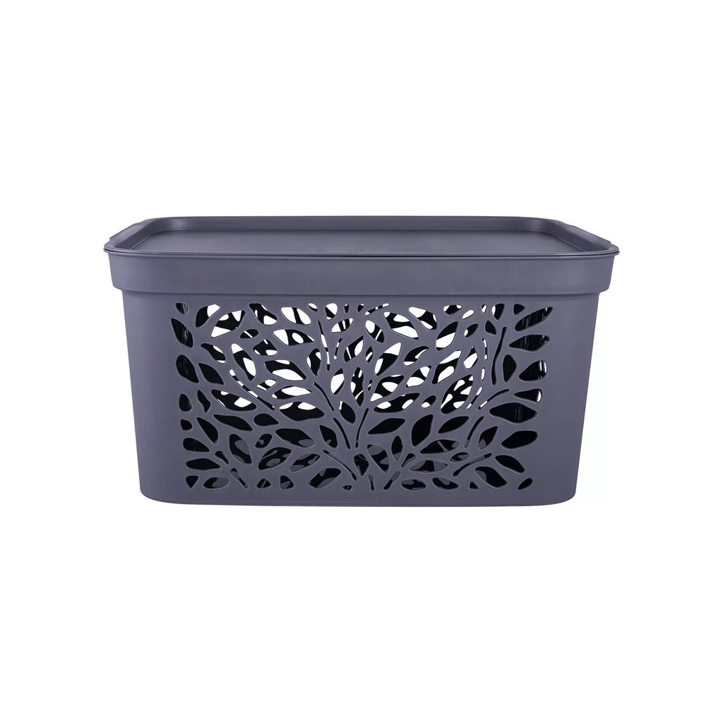 Корзинка 405*275*207мм с крышкой 18л, Leaves арт. С83800, С83801