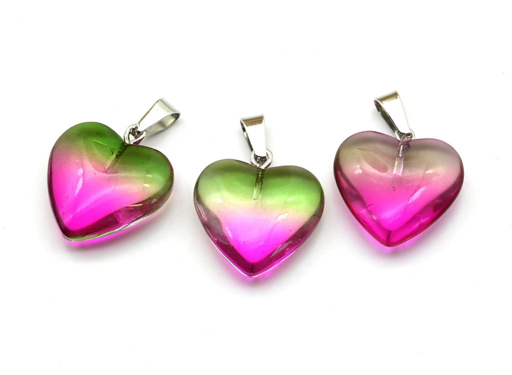Кулон Сердце 20*20мм цв.малиново-зеленый