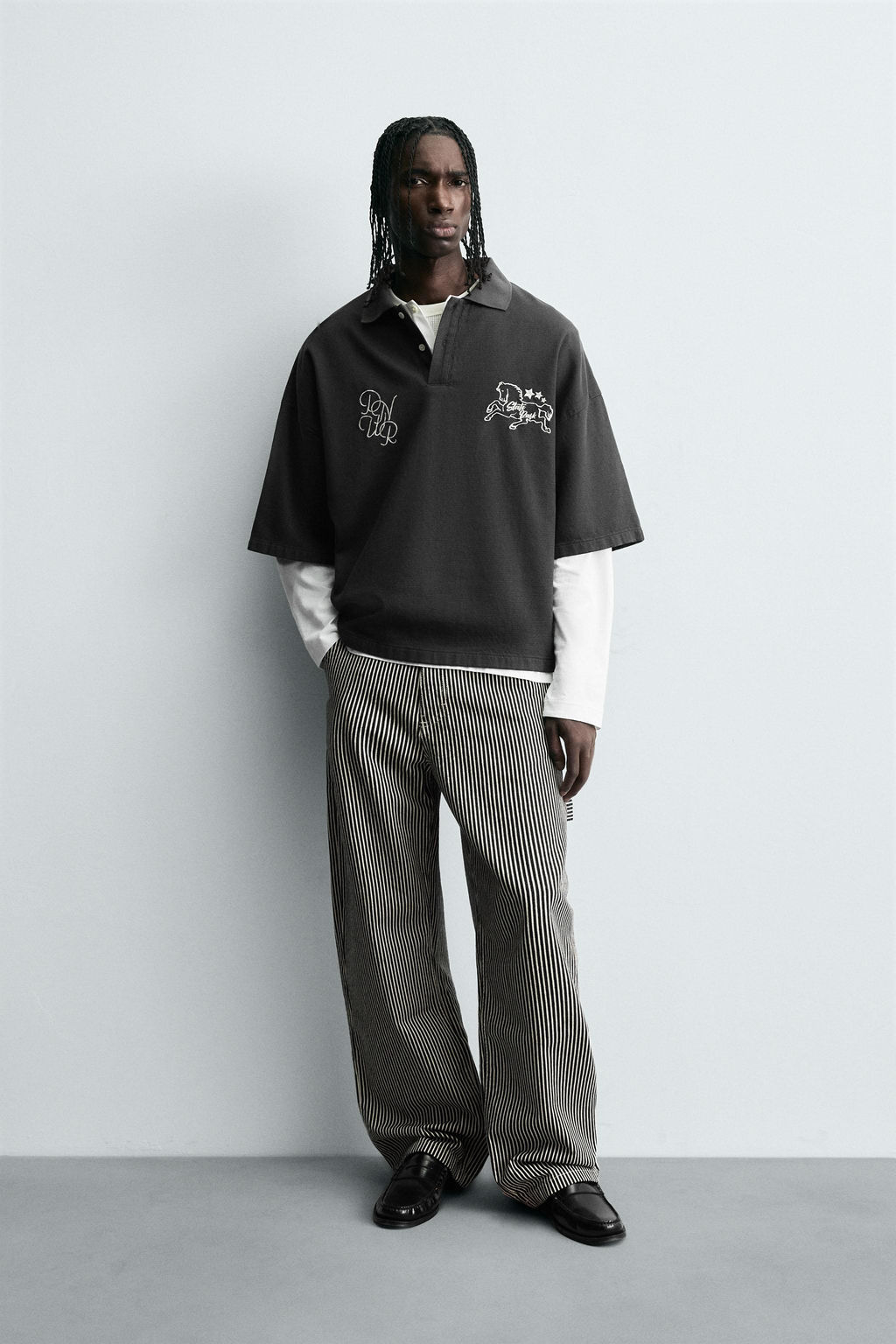 BOXY FIT EMBROIDERED POLO SHIRT