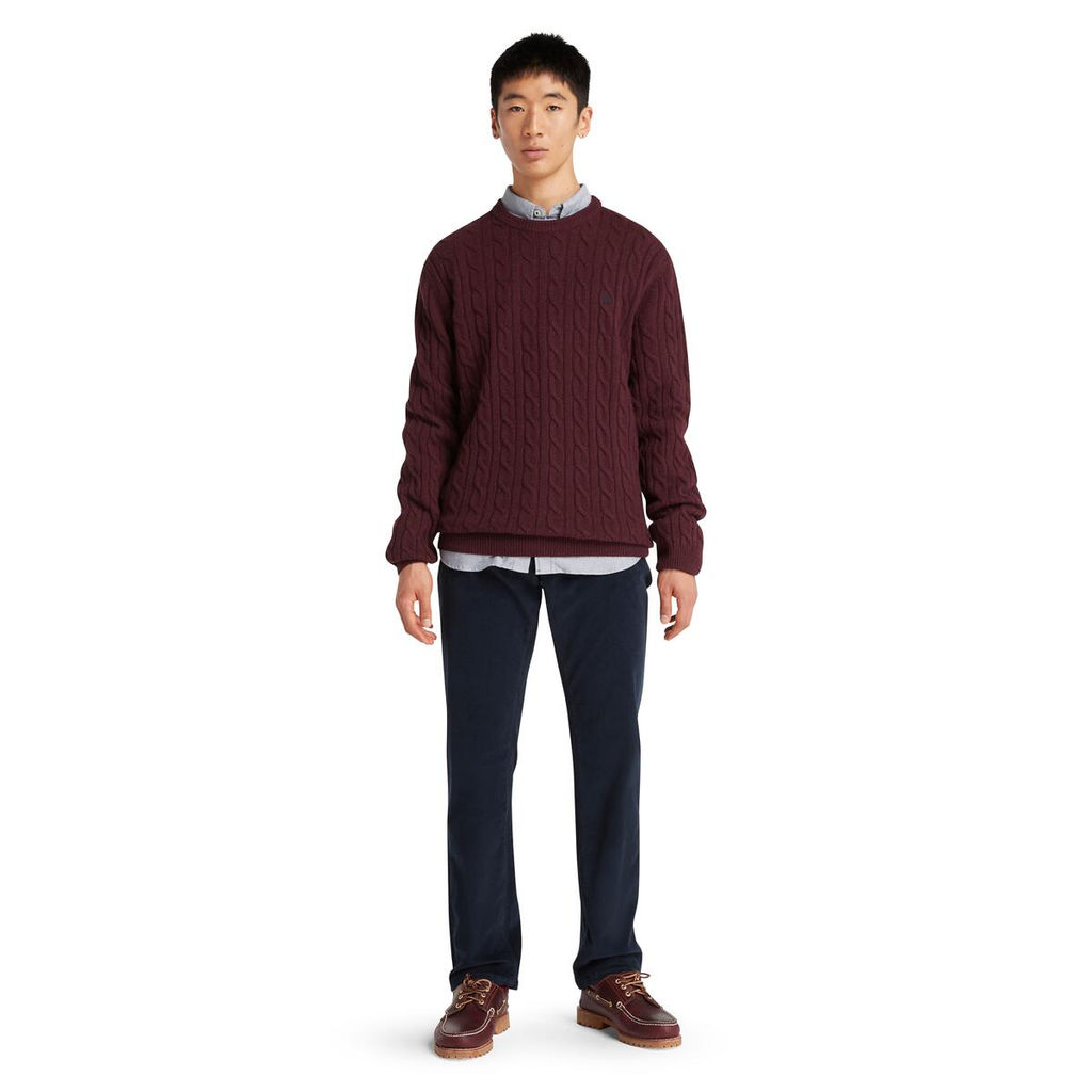 Свитер Timberland Sweater Phillips Brook Lambswool Cable Crew Regular бордовый  фото 2
