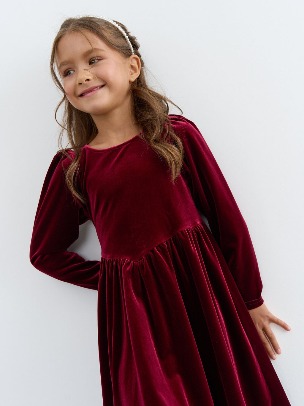 Платье бархатное с фонариками Вишневый джем - Bungly фото 4