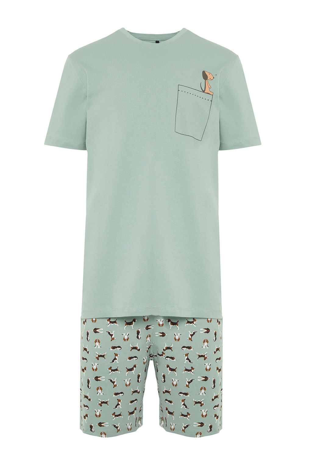 TRENDYOL MAN Indigo Regular Fit Kopek Desenli Orme Sortlu Pijama Tak?m? THMSS21PT0324 - Trendyolmilla фото 12