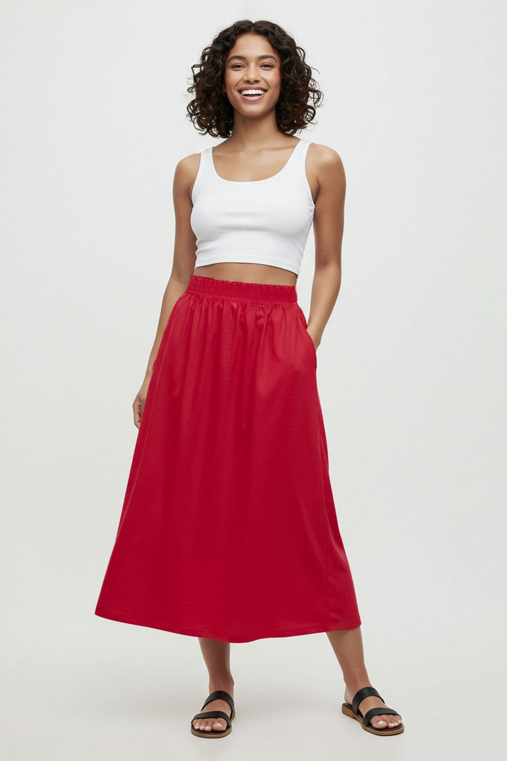 TRENDYOLMILLA Beyaz Klos Maxi Beli Lastikli Dokuma Etek TWOSS25ET00017 фото 6