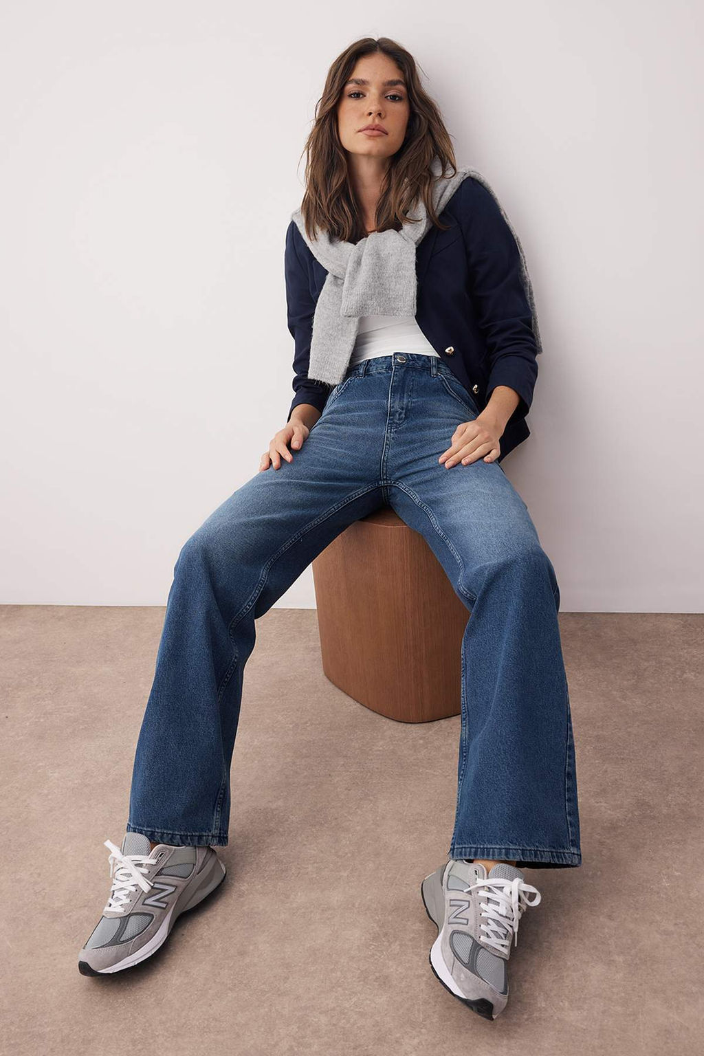 Gece Mavisi Yuksek Bel Wide Leg Jeans TWOSS25JE00172