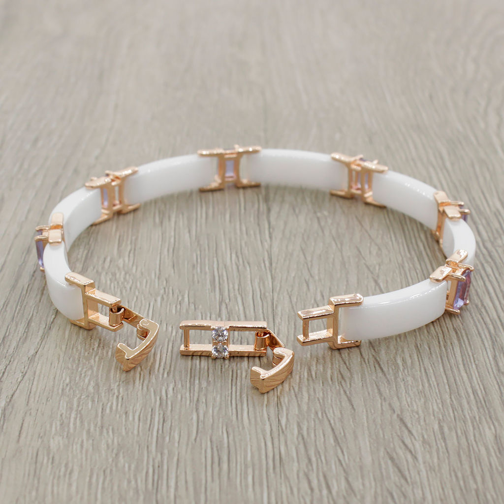 Браслет Лилу из белой керамики с Александритом покрытие под золото - Agat77 фото 2