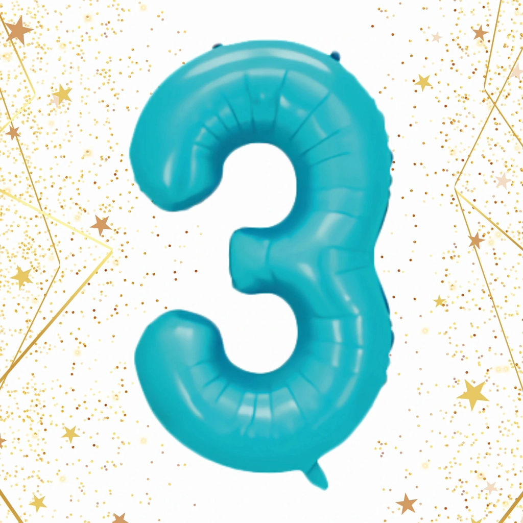 Шар фольгированный 32/81см "Цифра "3" (голубой)