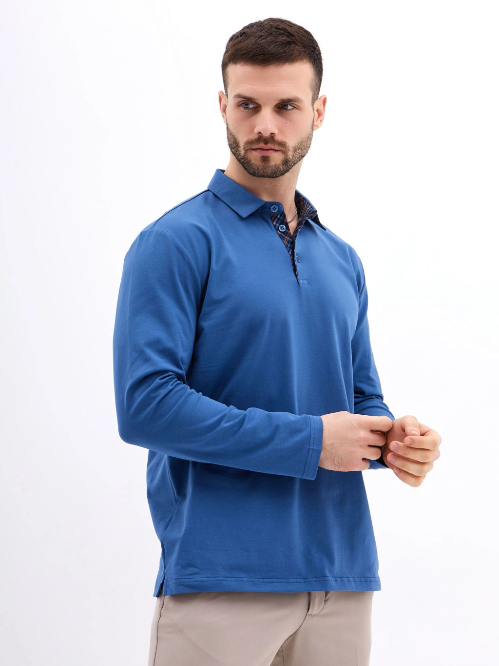 Джемпер мужской с воротником поло GREG G155-KO1246-SA5121 (т.джинс)  фото 5