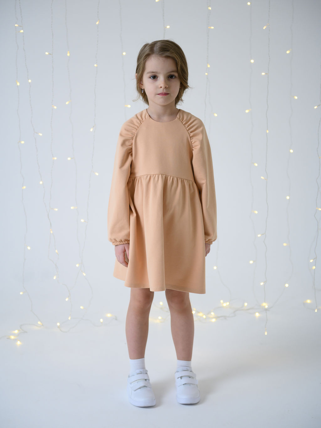 Платье с длинным рукавом, персик - Lesi kids фото 10