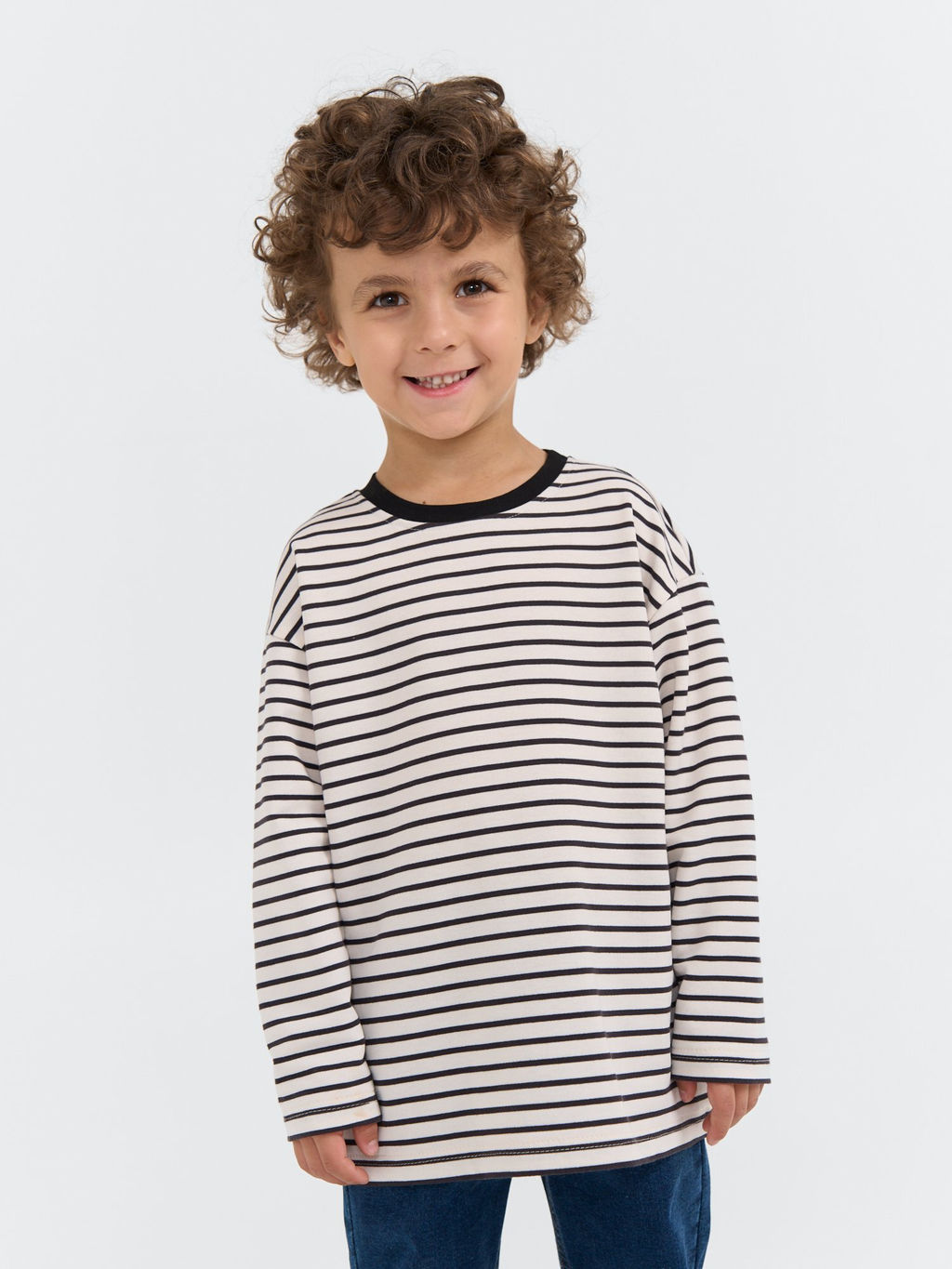 Лонгслив оверсайз Полоска Уголь - Bungly фото 2