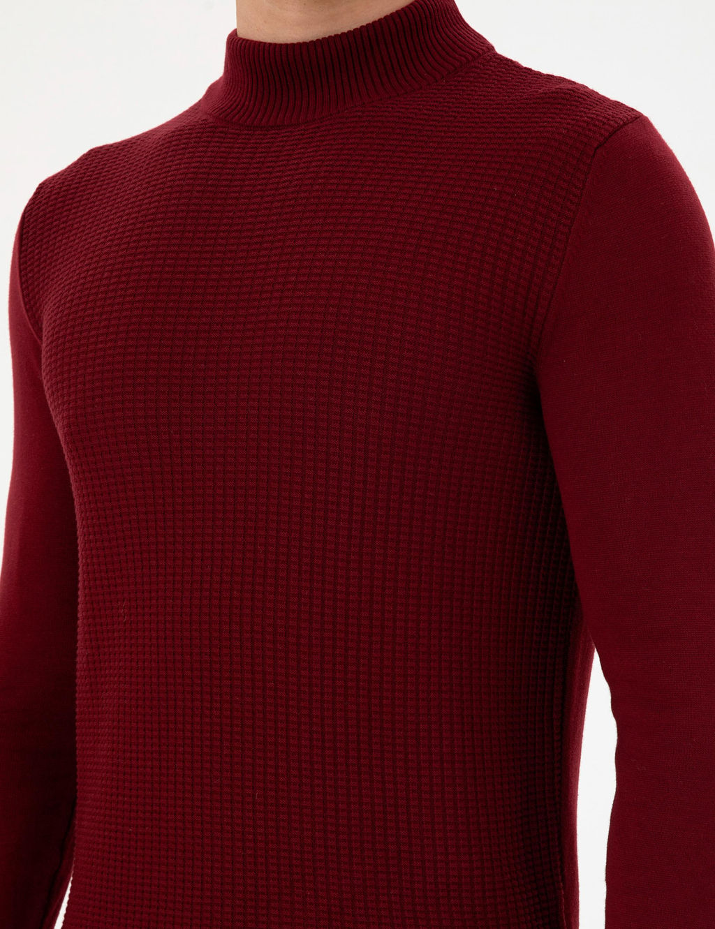 Erkek Slim Fit Yar_m Bal_k__ Yaka Bordo Kazak - U.s. polo assn фото 7