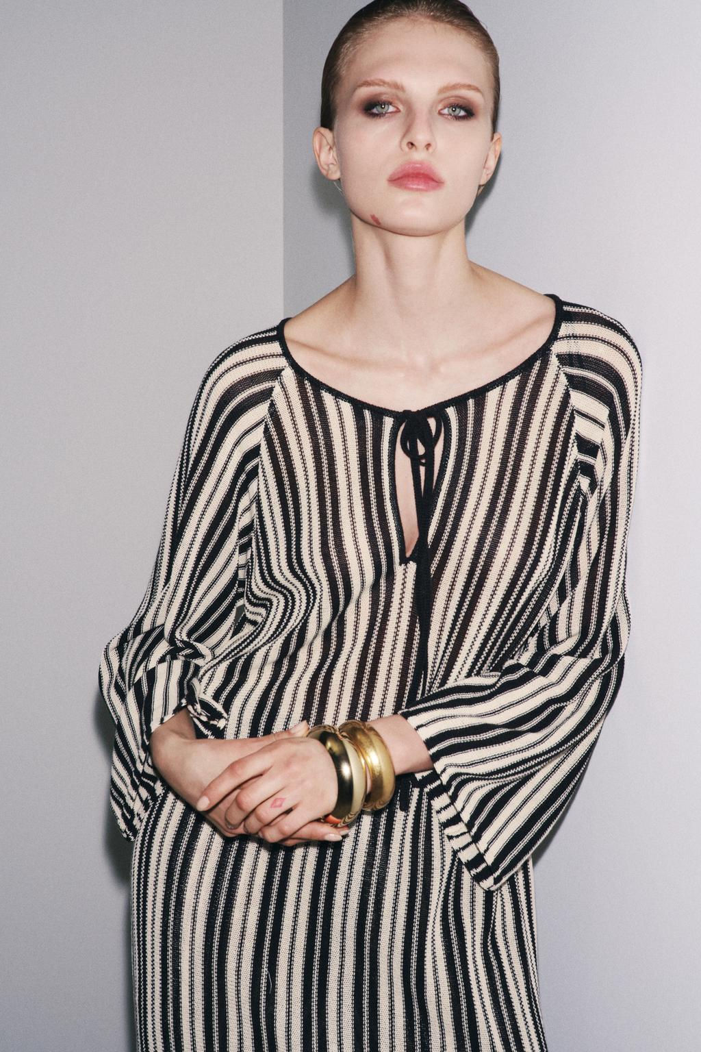 STRIPED KNIT DRESS WITH LINEN - Zara фото 2