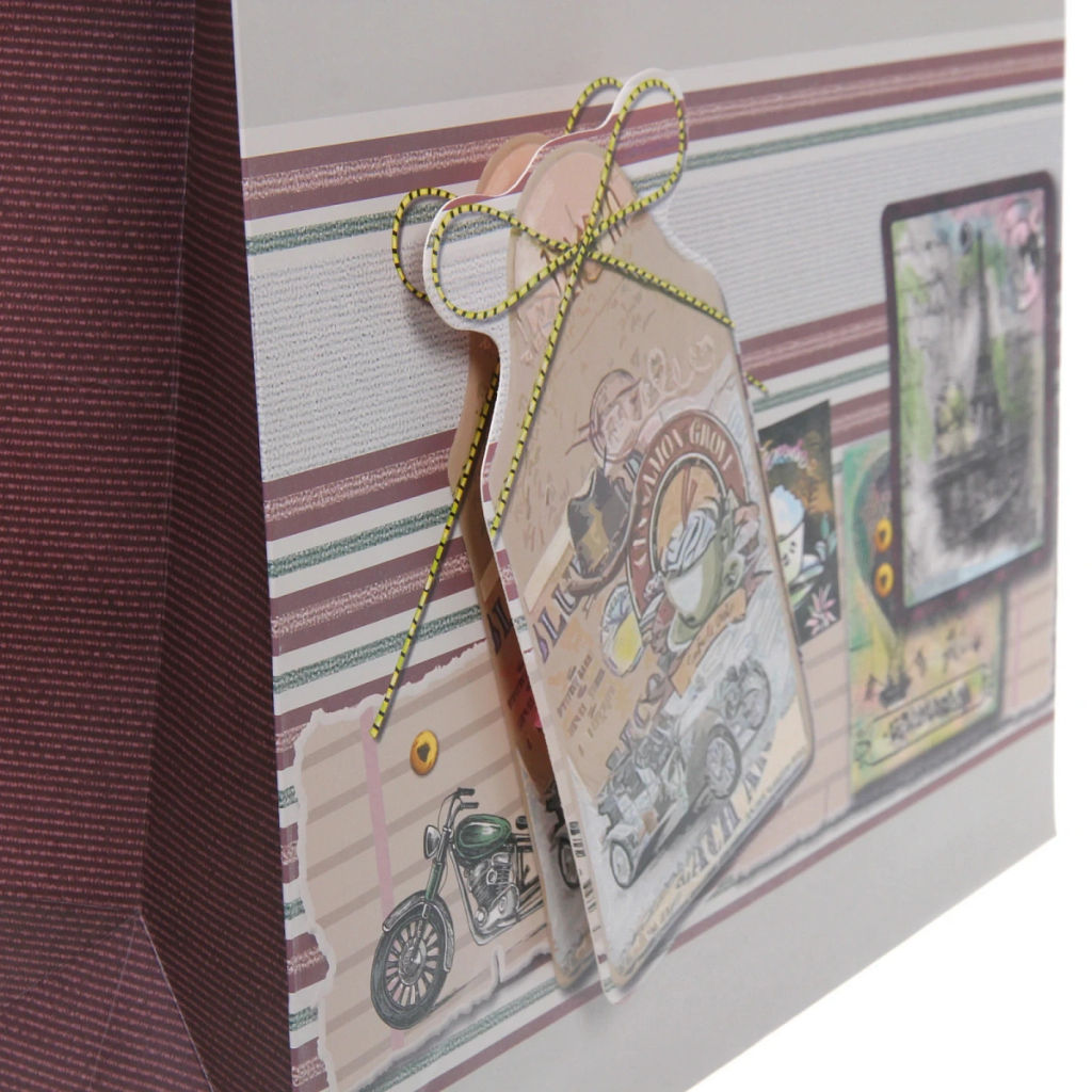 Цена за 12 шт. Пакет подарочный "Винтаж" 31*42*12 см, микс