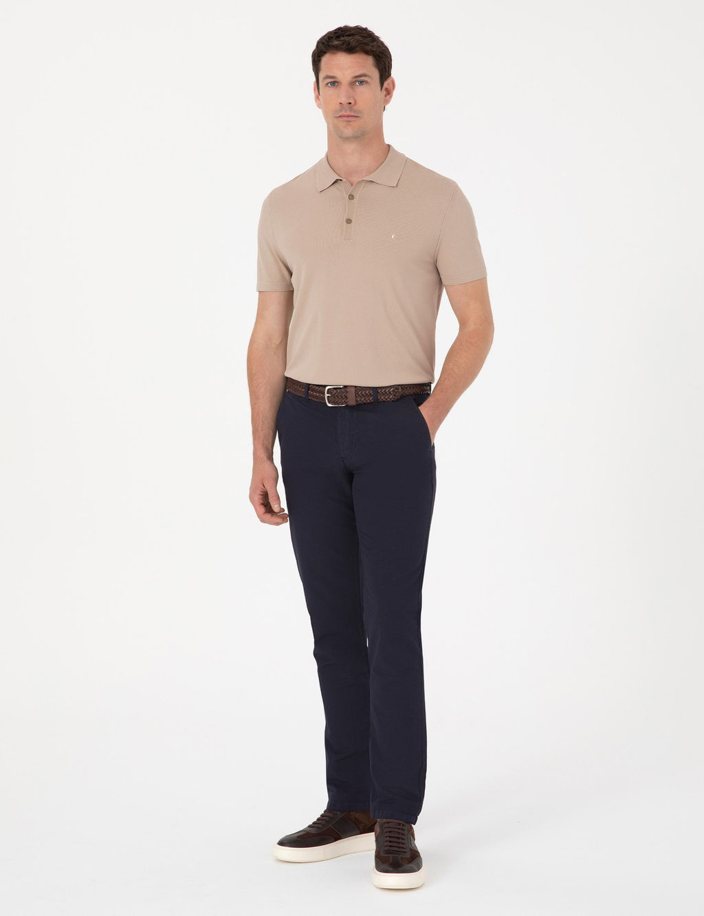 Lacivert Slim Fit Kanvas Pantolon