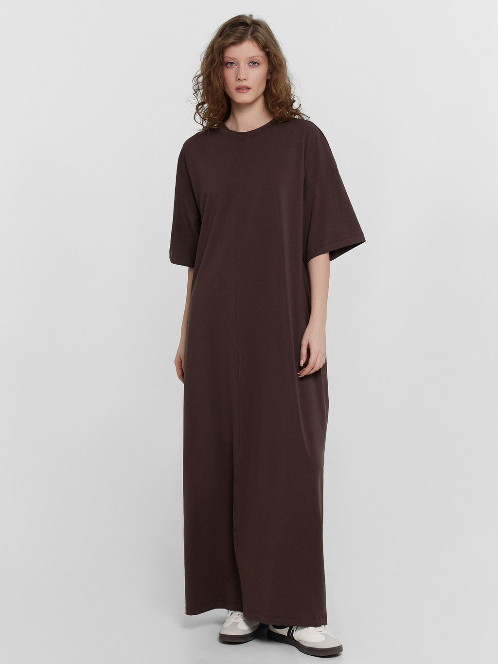 Платье женское коричневое длинное