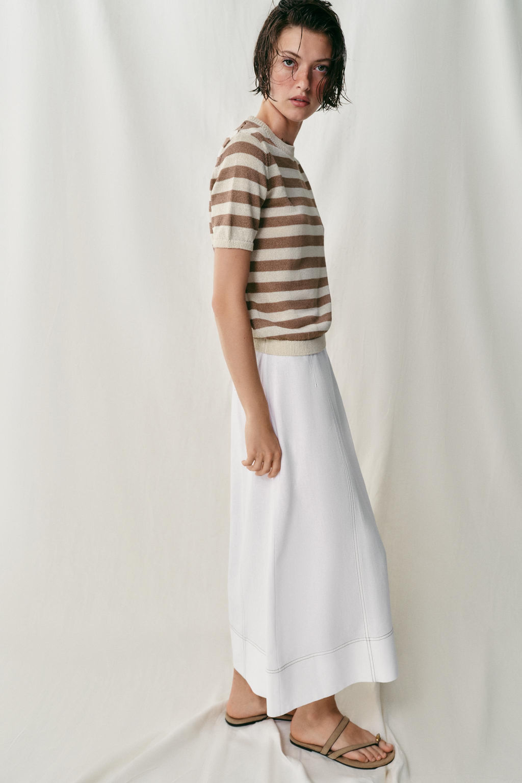 TOP PUNTO MANGA CORTA / Crudo / Marr?n - Zara фото 3