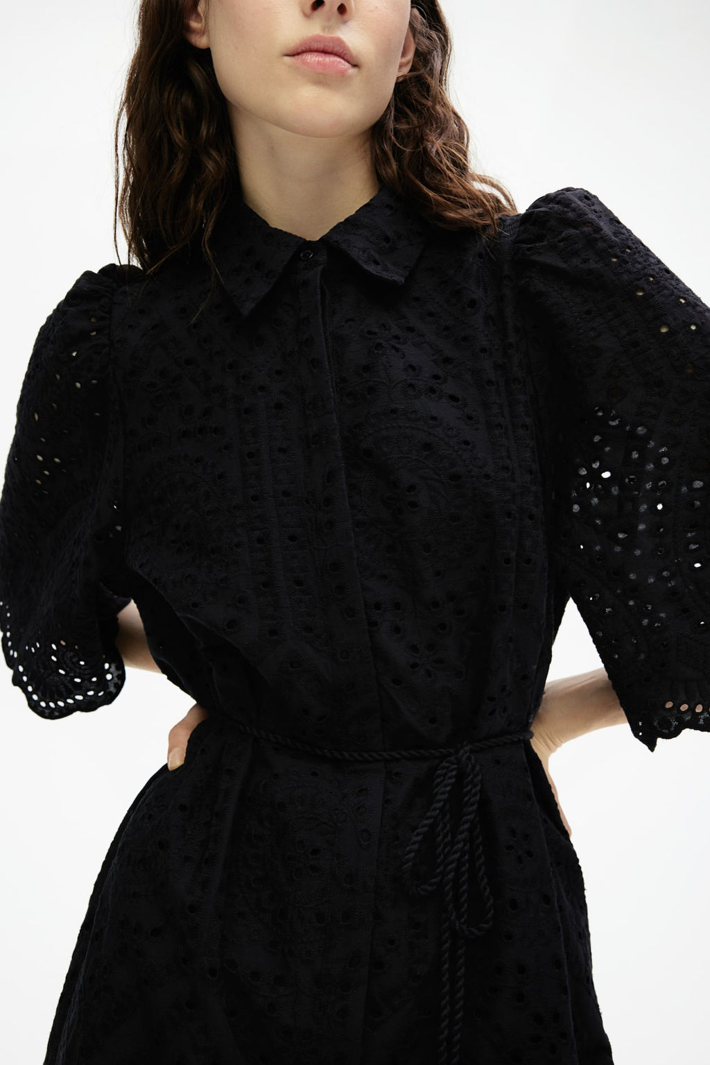 Vestido camisero con bordado ingles - H&m фото 3