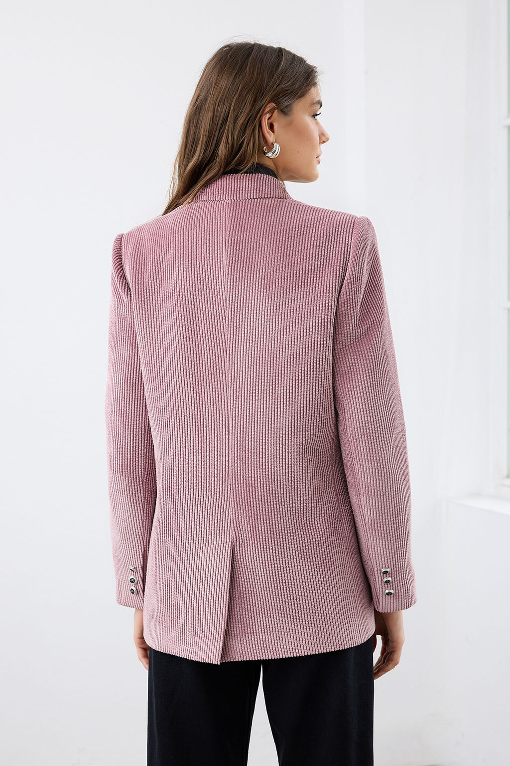 Gul Kurusu Kruvaze Kapama Regular/Normal Kal?p Fitilli Kadife Blazer Ceket TWOAW26BC00031