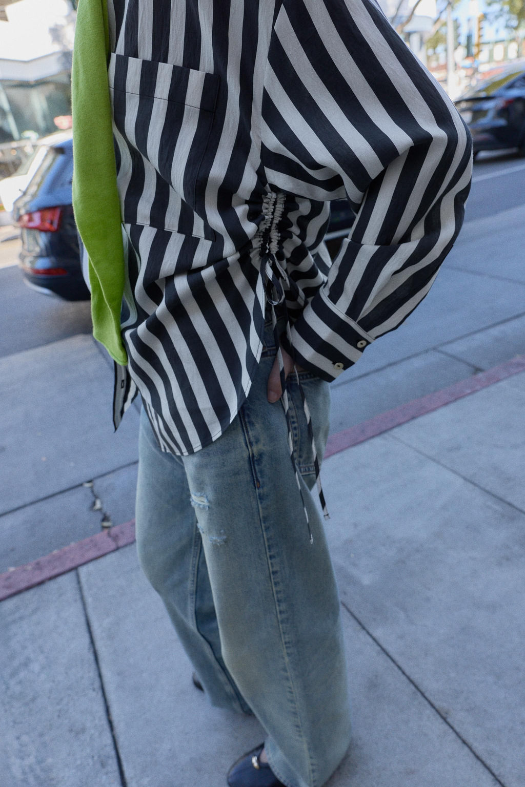 STRIPED SHIRT WITH SIDE LACES - Zara фото 3