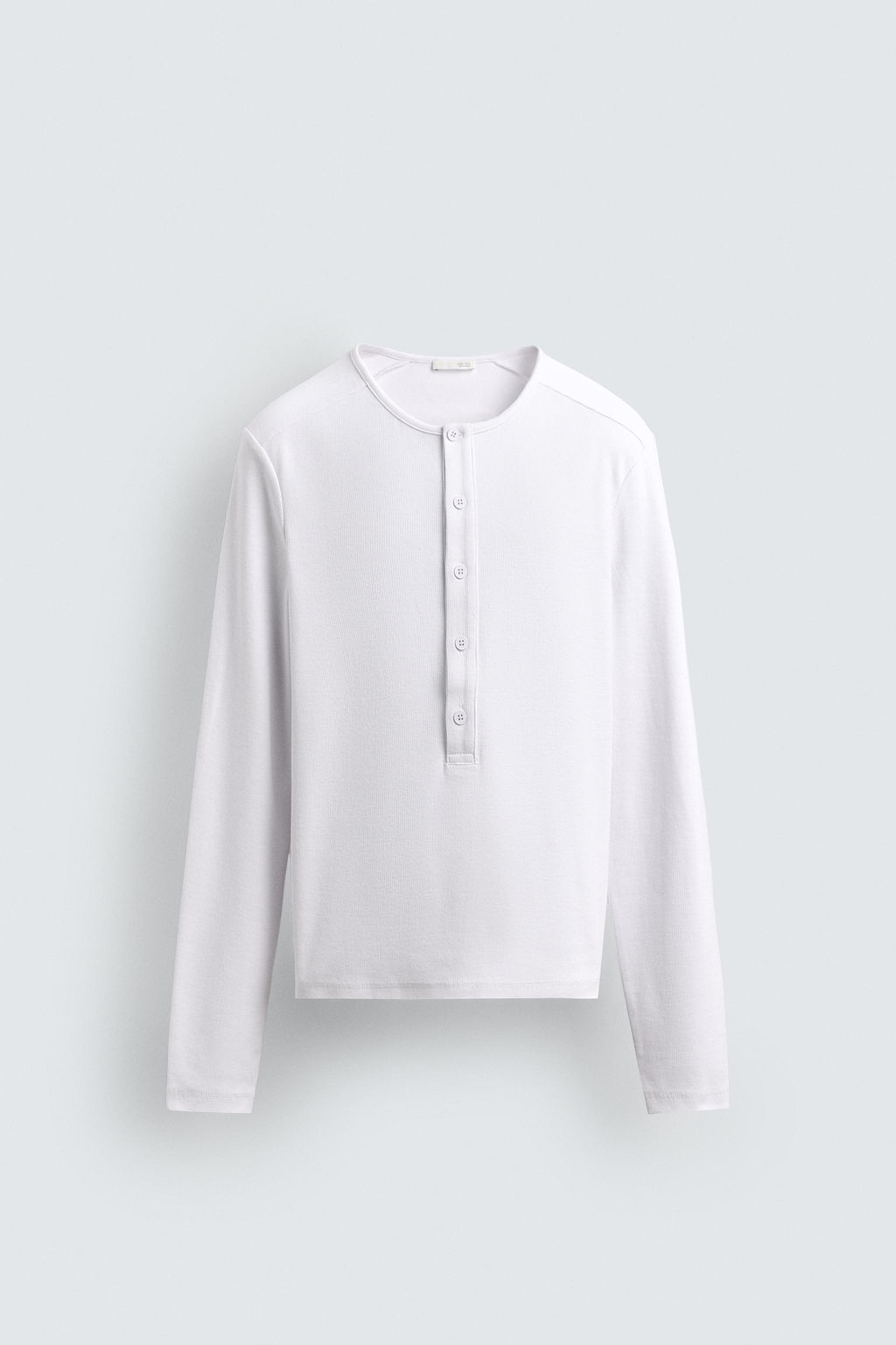 RIBBED T-SHIRT WITH BUTTONED NECKLINE - Zara фото 7