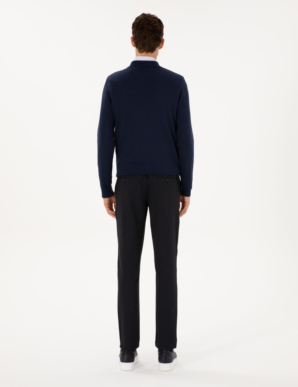 Lacivert Slim Fit Flanel Dokulu Kuma_ Pantolon - Pierre cardin фото 4