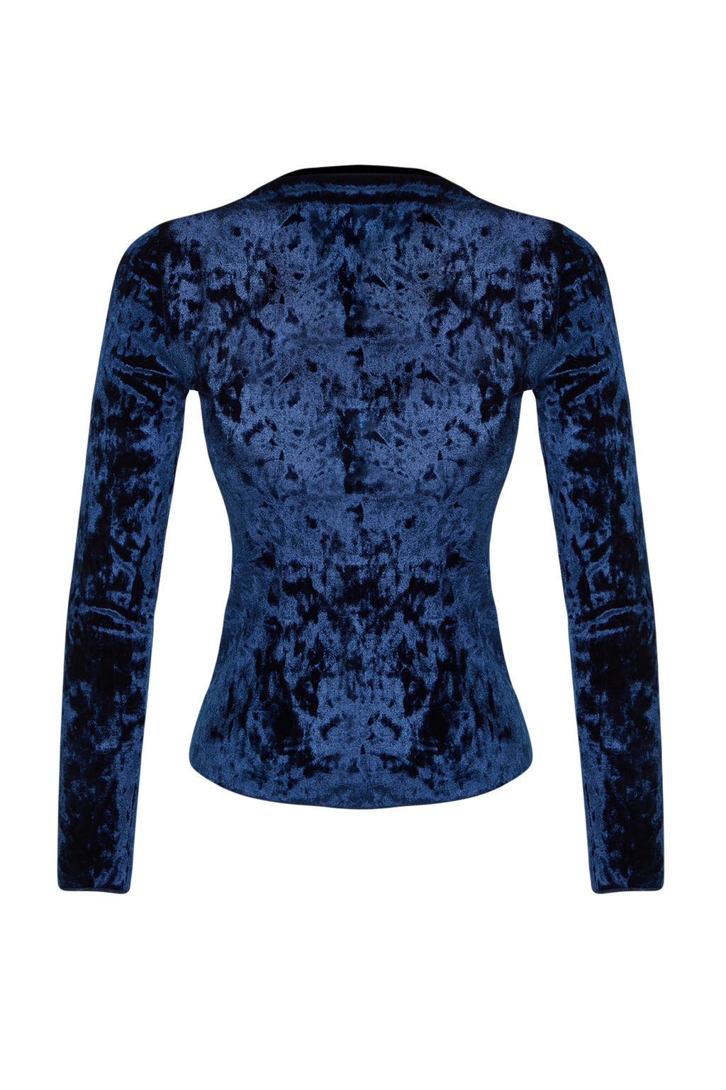 Lacivert Kadife Dik Yaka Slim Fit Uzun Kollu Orme Bluz TWOAW24BZ00157 - Trendyolmilla фото 6