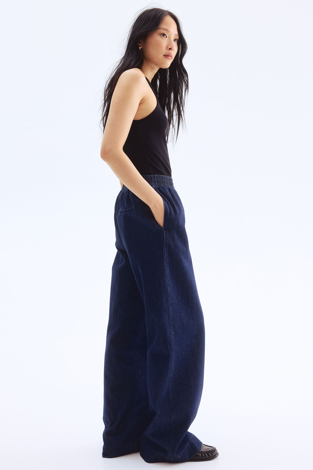 Pantal?n denim con cintura el?stica - H&m фото 5