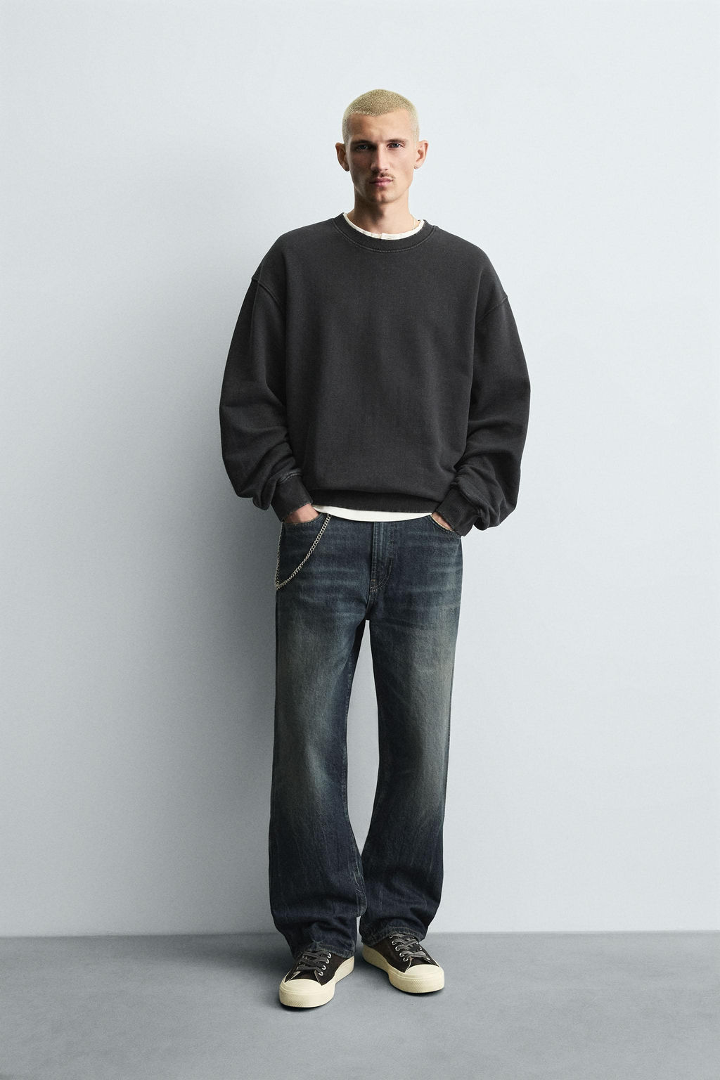 FADED HERRINGBONE-EFFECT SWEATSHIRT