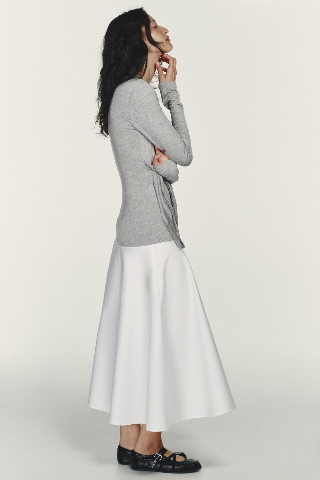 VESTIDO MIDI COMBINADO LAZADA / Blanco / Gris - Zara фото 4