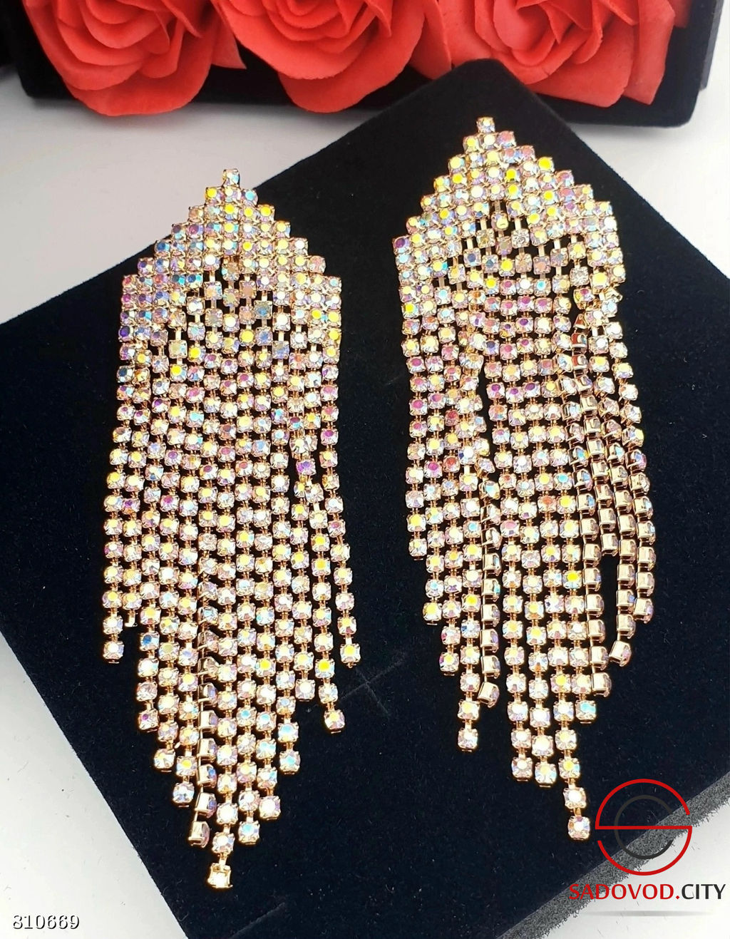 Серьги вечерние длинные висячие блестящие со стразами - Bruno фото 3