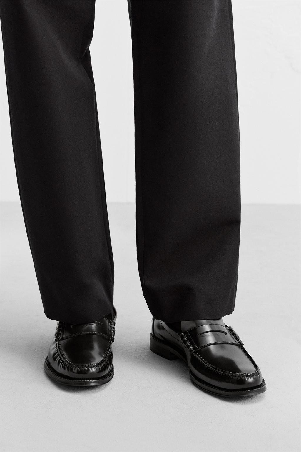 LEATHER PENNY STRAP LOAFERS - Zara фото 2