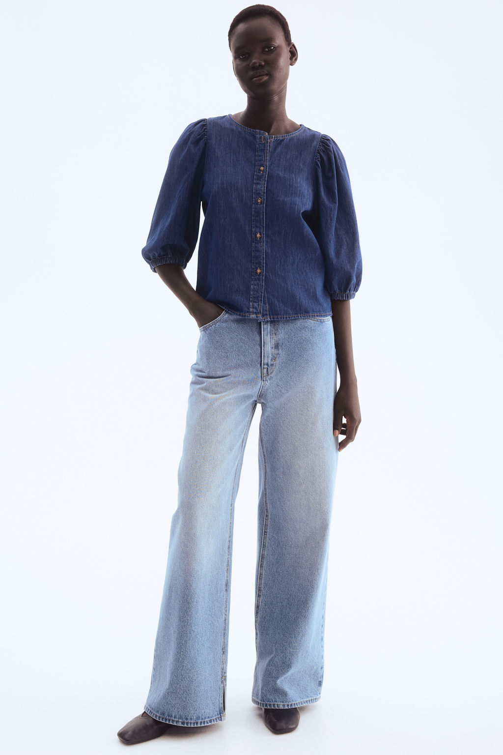 Blusa denim con mangas globo - H&m фото 6