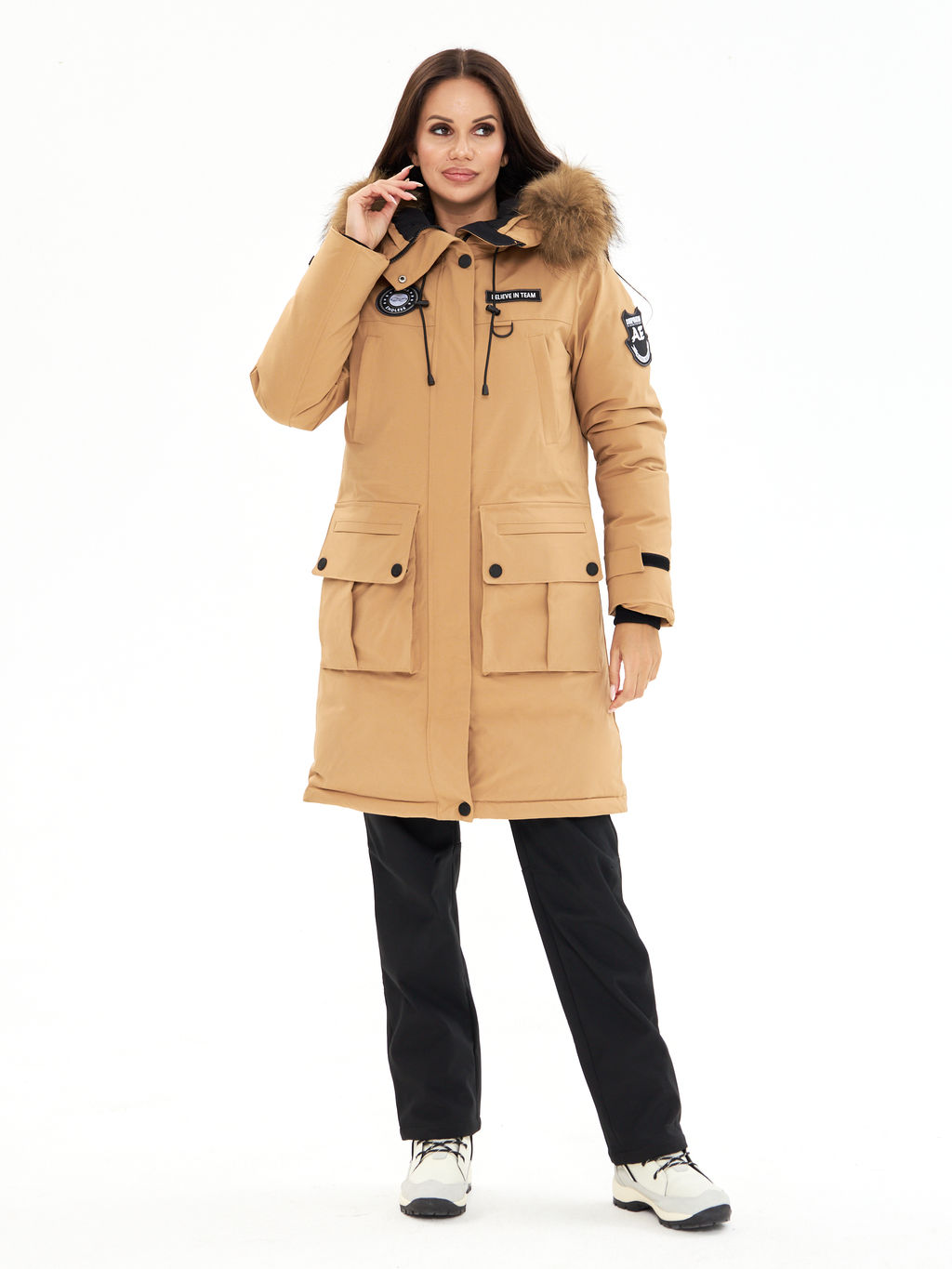 Женская зимняя мембранная парка с натуральным мехом Alpha Endless Frozen Metropolis_19 Крем-брюле  фото 16