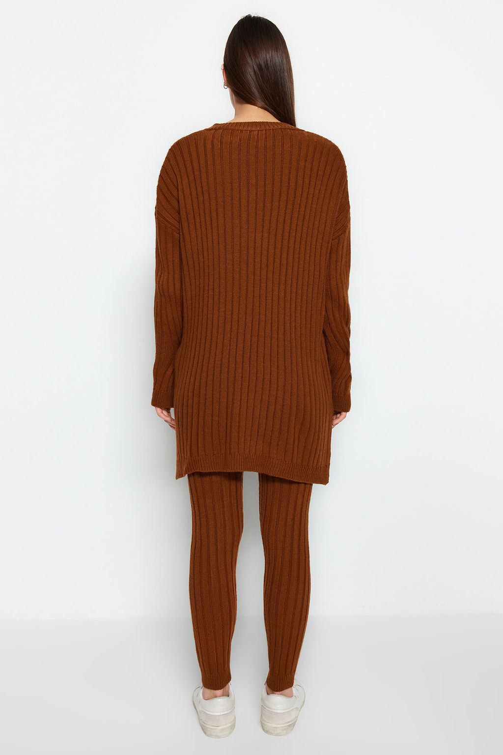 Koyu Kahverengi Genis Kal?p Triko Alt-Ust Tak?m TWOAW22AU0039