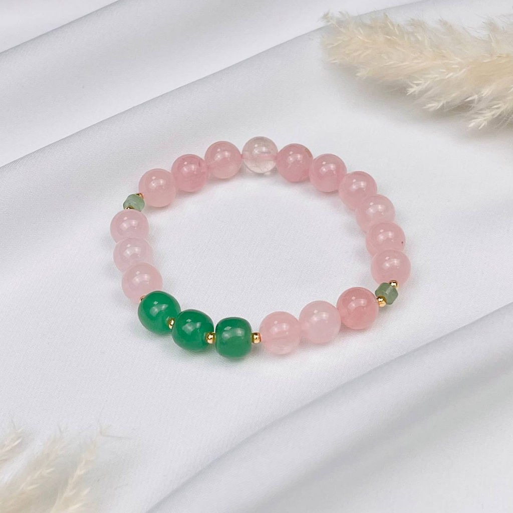 Браслет из мадагаскарского Розового кварца и Авантюрина - Радуга самоцветов фото 2