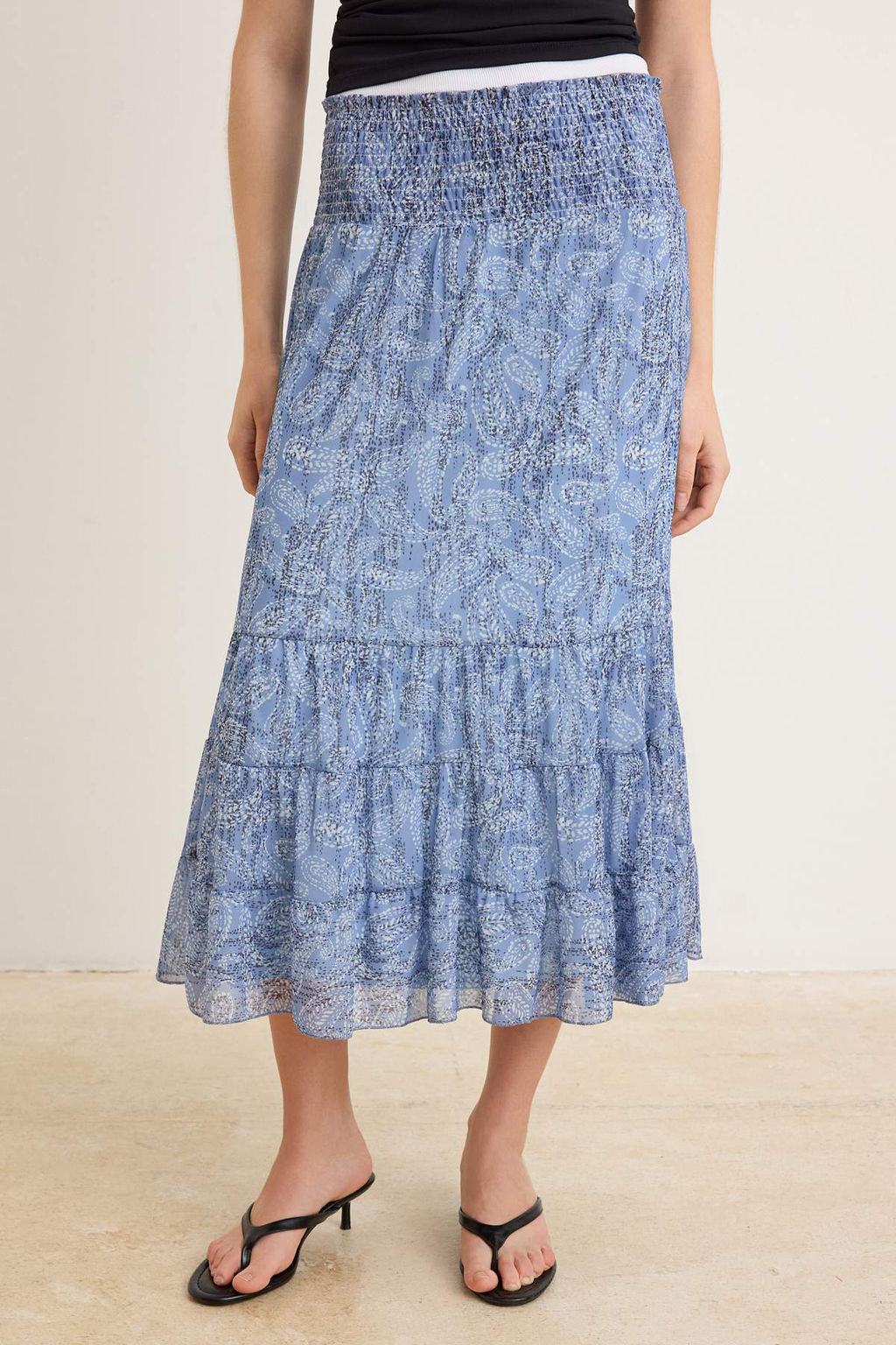 Mavi Sal Desen Boho/Boho Chic Skater Gipeli Normal Bel Maxi Tul Orme Etek TWOSS26ET00141 - Trendyolmilla фото 3
