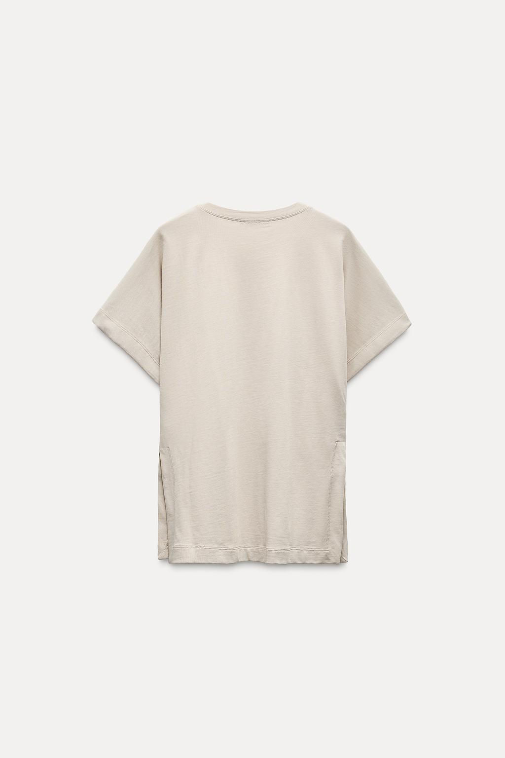 HEAVY COTTON T-SHIRT WITH VENTS - Zara фото 3