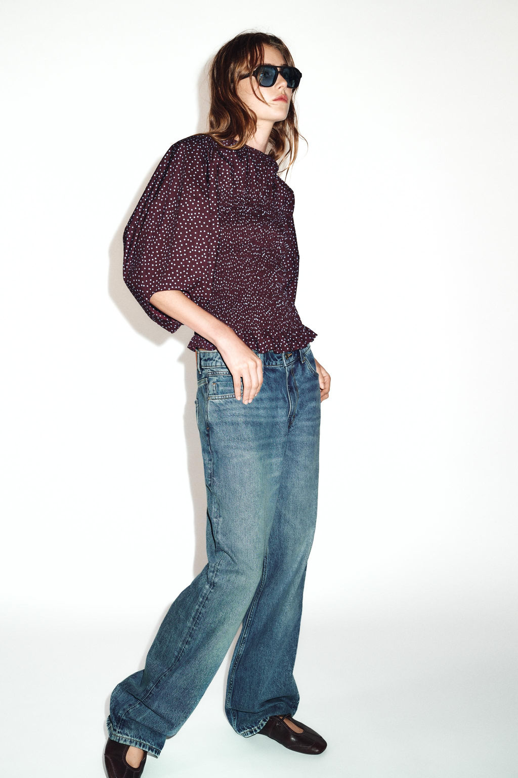 POLKA DOT BLOUSE WITH PUFF SLEEVES - Zara фото 6