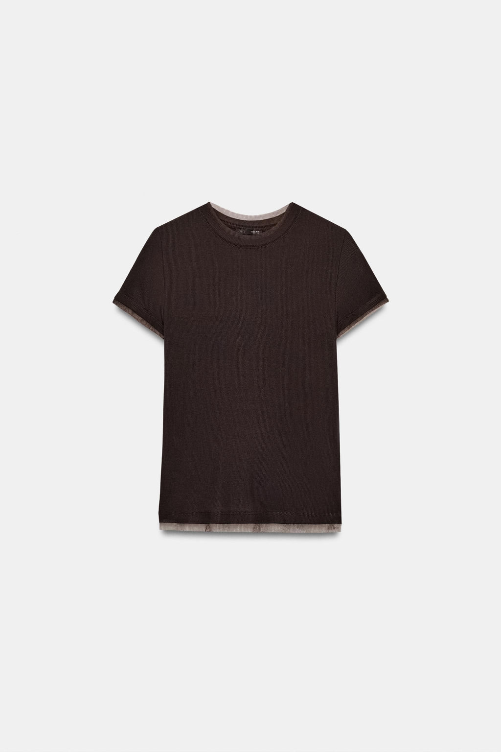 CAMISETA COMBINADA TUL / Marr?n chocolate - Zara фото 5