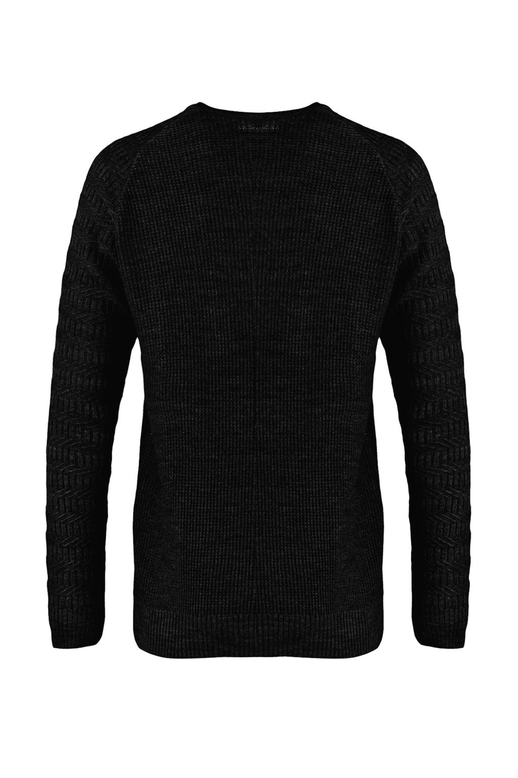 TRENDYOL MAN Gri Slim Fit Dar Kesim Bisiklet Yaka Kol Dokulu Desenli Reglan Kol Triko Kazak TMNAW22KZ0380 - Trendyolmilla фото 7
