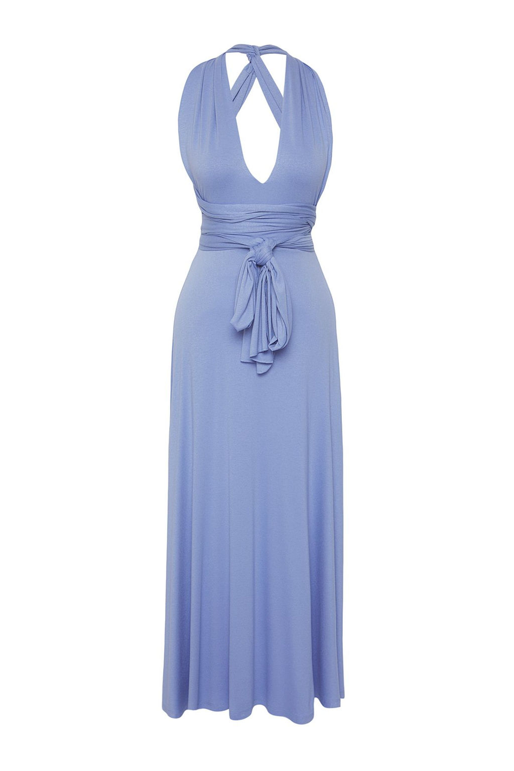 Mavi Orme Baglama Detayl? Maxi Plaj Elbise TBESS21EL2992